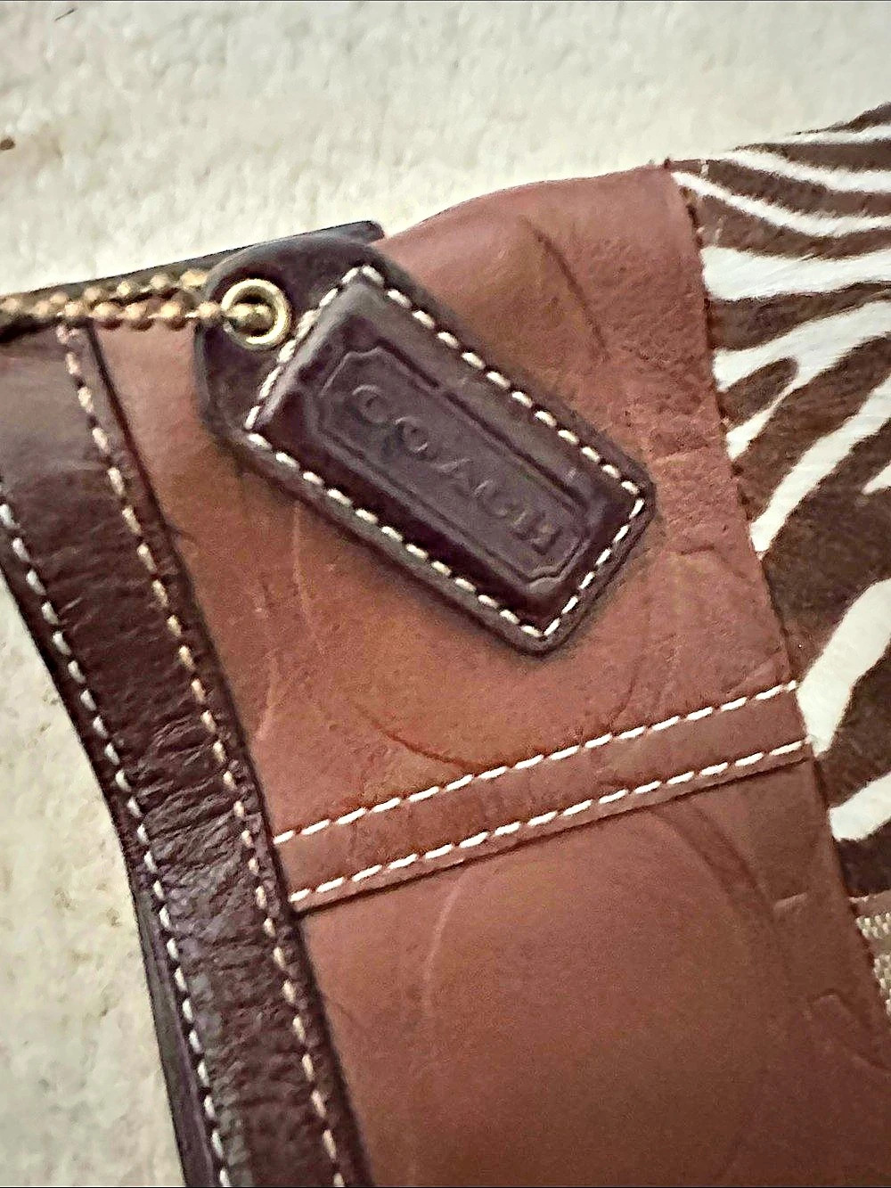 Coach Holiday Patchwork Hobo Bag in Brown & Burgundy - Picture 3 of 5